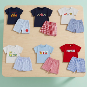 Vente en gros de vêtements d'été pour enfants, ensembles décontractés, t-shirt et short en coton, Guangdong TZ-0014 B+, modèle sans marque - Product Image 1