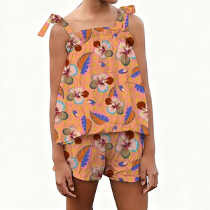 2026 Hot 2Piece Outfits Summer Sleeveless Tie <strong>Top</strong> <strong>and</strong> <strong>Shorts</strong> Breathable Adult Hawai Floral Print Wear Casual <strong>Ladies</strong> Clothing <strong>Set</strong> - Product Image 3