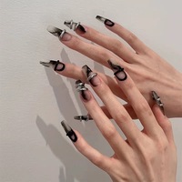 Faux ongles carrés gothiques faits à la main en gros, style gothique qualité salon, marque privée en vrac