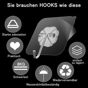 Hot Selling Traditional Plastic Transparent Strong Self-Adhesive Eco-Friendly Wall <b>Hooks</b> for Coat <b>Kitchen</b> Bathroom Door Use - Product Image 4