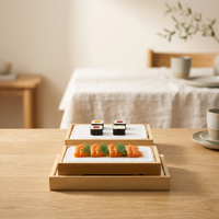 Grande planche de présentation en bois pour sushis et sashimis, avec grille ABS, pour fruits de mer réfrigérés, buffet et banquets japonais