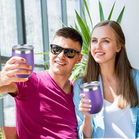 Vaso de Vino Ecológico de 12 oz sin Tallo, Termo de Doble Pared con Aislamiento al Vacío, Taza de Acero Inoxidable
