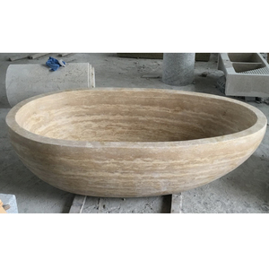 Baignoire en pierre <span class=keywords><strong>de</strong></span> travertin beige <span class=keywords><strong>de</strong></span> forme ovale <span class=keywords><strong>moins</strong></span> chère en gros - Product Image 1