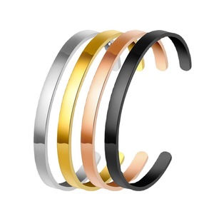 Multiple Colors & Sizes Stainless Steel Cuff Bracelet <b>for</b> <b>Men</b> & Women | 18K Gold PVD Plated Waterproof Adjustable Open <b>Bangle</b> - Product Image 1