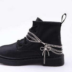 Shoe <b>Chain</b> With Bow Pendant Multi Layered Metal <b>Chain</b> For Martin <b>Boots</b> Unisex Zinc Alloy White K - Product Image 1