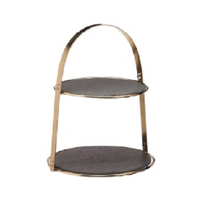 Nuevo diseño hecho a mano de dos niveles de metal y resina bandeja para servir alimentos forma rectangular elegante soporte para servir de dos niveles - Product Image 1