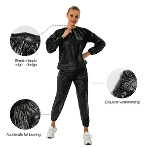 Traje de Sauna de PVC para ejercicio, traje de sudor para gimnasio, chaqueta y pantalones de Sauna para hombres y mujeres