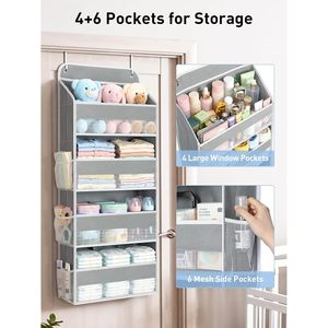 ที่เก็บของแขวนประตู สีเทา 6.89D X 16.73W X 43.31H ป้องกันการล้ม แบ่งช่องเก็บของสำหรับเด็ก สำหรับห้องเด็กอ่อน - Product Image 2