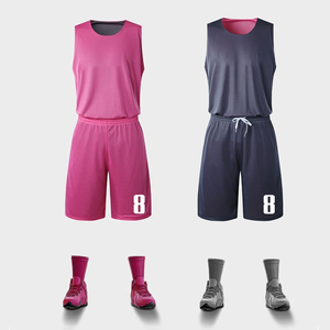 Ensemble de maillot de basket-ball respirant en maille imprimée, grande taille, antibactérien, séchage rapide, léger et réversible - Product Image 6