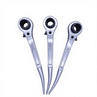 LINYI QUEEN Llave de trinquete métrica de doble extremo de 19/21 mm de acero al carbono anodizado azul OEM para andamios, con punta plana, grado premium