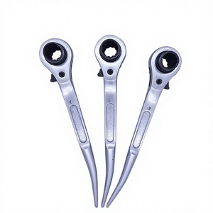 Clé à douille métrique double embout LINYI QUEEN 19/21 mm en acier au carbone anodisé bleu, poignée courte courbée pour échafaudage OEM - Product Image 3