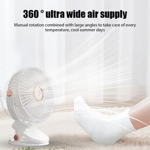 Ventilateur de bureau rechargeable portable avec clip, ventilateur de plafond électrique, ventilateur de camping avec lumière LED, refroidisseur d'air à clipser - Product Image 2