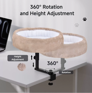 Cama de Escritorio Grande para Gatos, 360 ° Estante Giratorio y Ajustable, Cama para Gatos de 16 Pulgadas de Grosor para Escritorio, Soporta 45 Libras, Moderna Cama Interior para Gatitos - Product Image 4