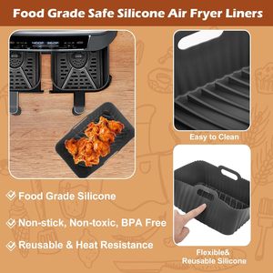 Friteuse à air <span class=keywords><strong>Ninja</strong></span> <span class=keywords><strong>Foodi</strong></span> AF300UK, 2 paniers doubles réutilisables en silicone <span class=keywords><strong>Ninja</strong></span> <span class=keywords><strong>Foodi</strong></span> Dual Zone, doublure de friteuse à air 7,6 L - Product Image 5