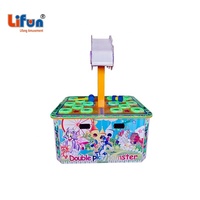 LIFUN Table de jeu d'arcade commerciale Poke-A-Mole pour 2 joueurs, à monnayeur, type kiosque de jeu de frapper le hamster, avec option de distribution de tickets, pour centres commerciaux et enfants