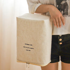 Sac de rangement pour chaussures en coton et lin, grande capacité, housse anti-poussière portable pour baskets et chaussures de sport, blanc - Product Image 1