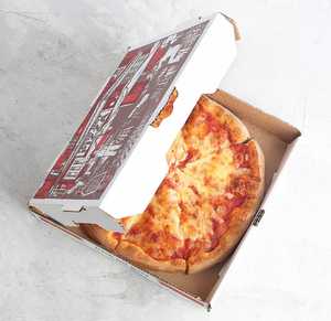 Caja de Pizza Corrugada Blanca y Roja Tipo B de 10" de Largo x 10" de Ancho x 1.75" de Profundidad, Caja para Llevar Comida - Product Image 5