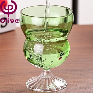 Cadeau Vert Orange Lait Café Tasse à boire Soufflé à la main Colorful Gourd Wine Glass Elegant 300ML High Borosilicate Ice Cream <span class=keywords><strong>Gobelet</strong></span> - Product Image 5