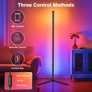 New Nordic Modern <b>Remote</b> <b>Controlled</b> Dimmable Black LED Light RGB Corner Floor <b>Lamp</b> for Living Room - Product Image 2