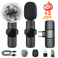 Microphone cravate sans fil K9 omnidirectionnel pour vlogueur avec connecteur de type C pour Android
