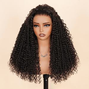 Pelucas de Cabello Humano Brasileño Rizado Profundo, Densidad 250%, Super <span class=keywords><strong>Double</strong></span> Drawn, al por Mayor, Pelucas de Cabello Humano con Frente de Encaje Rizado al Agua, sin Pegamento - Product Image 2