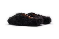 Ins Claquettes Tendance Peluche Ours en Fourrure Moelleuse, Mules Patte d'Ours Noire pour Hommes et Femmes