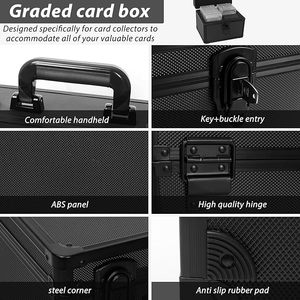 Étui pour cartes classées - Boîte de rangement pour cartes classées en aluminium compatible avec 100 plaques de cartes, l'étui pour cartes de sport convient aux PSA, CSG, - Product Image 4