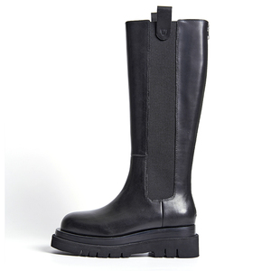 <span class=keywords><strong>Stivali</strong></span> <span class=keywords><strong>Alti</strong></span> al Ginocchio Neri da Donna Personalizzati Suola Spessa Pannello Elastico Stile Equitazione Pull-On Vera Pelle <span class=keywords><strong>Stivali</strong></span> Invernali di Moda - Product Image 2