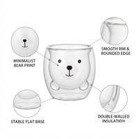 Mug à café en verre borosilicate à double paroi transparent de 250 ml avec logo personnalisé, idéal pour le lait, le thé, les jus