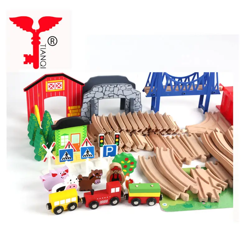 Custom giocattoli ferrovia treno pista di legno Educativi classici per bambini giocattolo pista del treno