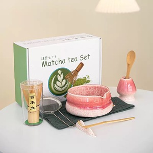 Ensemble de thé matcha en céramique avec fouet en bambou, filtre en acier inoxydable, design Wabi Sabi pour la cérémonie du thé - Product Image 1
