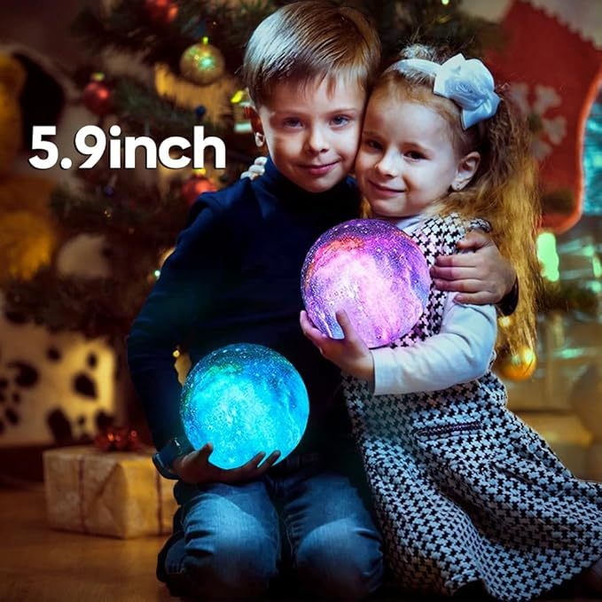 LED RGB Moon Light USB Rechargeable 3D Starry Sky Solar Planet Moon LED Night Light Home Decor Mini Night Lamp