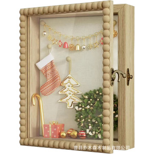 Wooden Beaded Shadow Box <b>Frame</b> Solid Wood Rectangular Wall Hanging Vertical Photo Display Decor - Product Image 1