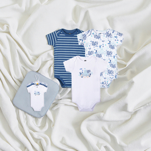 Piccolo Tesoro del Commercio All'ingrosso Vestiti Del Bambino Appena Nato Maniche Corte Pagliaccetto Del Bambino Del Cotone Set con Cravatta - Product Image 5