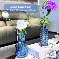 Vases à fleurs en verre bleu vintage de petite taille en gros, jolis vases en verre pour centres de table, décoration rustique, mariage, maison
