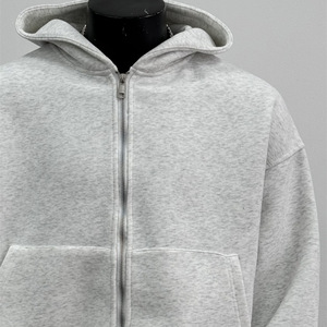 Casual Zipper Drop Shoulder Hoodies Pullover moletom sólido manga comprida quente solto Oversized mochila <span class=keywords><strong>Hoodie</strong></span> dos homens - Product Image 5