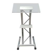 Podio de aleación de aluminio con atril superior acrílico en forma de arco con armazón de 290*290mm
