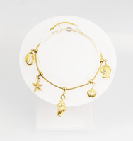 Ensemble collier et bracelet en acier inoxydable plaqué or PVD 18 carats, motif océan, pendentif coquillage et étoile de mer, chaîne serpent, hypoallergénique, bijoux de plage