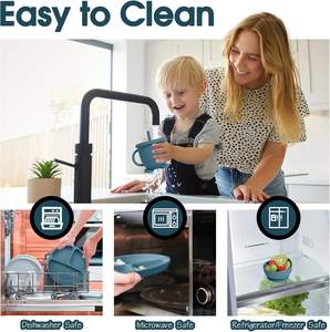 Assiette à ventouse pour bébé, bol à collation, bavoirs mignons, ensemble de repas, cuillère, sans BPA, sans PVC, silicone de qualité alimentaire, 0-12 mois - Product Image 3