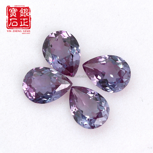Piedra Suelta <span class=keywords><strong>de</strong></span> Alejandrita y Zafiro Cultivada en Laboratorio, Corte Pera, Pulida, con Cambio <span class=keywords><strong>de</strong></span> Color, 4*6-8*10mm, Certificada para Joyería - Product Image 5
