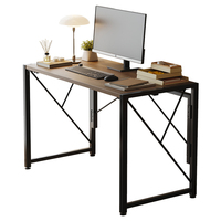 Bureau d'ordinateur pliable à hauteur réglable avec surface en bois, installation gratuite, idéal pour l'étude, le bureau, le salon et les espaces de travail gaming