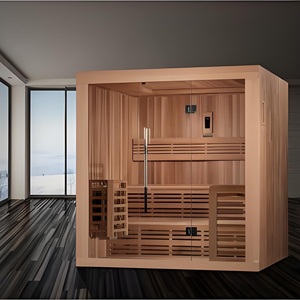Sala de sauna de vapor de diseño moderno interior personalizada de lujo Función de vapor húmedo con <span class=keywords><strong>madera</strong></span> maciza de <span class=keywords><strong>cedro</strong></span> rojo El mejor precio <span class=keywords><strong>en</strong></span> América - Product Image 1