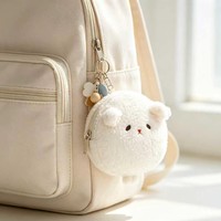 Dompet Koin Gantungan Kunci Karakter Beruang Kartun Desain Kustom Kawaii, Tas Earphone Mini Resleting, Kantong Penyimpanan Bulu Halus