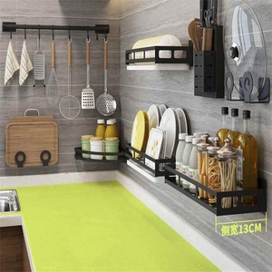 Organizador de cocina de acero inoxidable para almacenamiento de cuchillos, estante de secado de platos negro, estante de esquina - Product Image 2