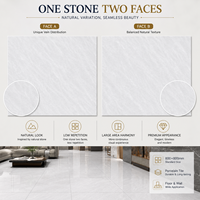 Carrelage en porcelaine haute brillance avec texture de marbre naturel, une pierre, deux faces, pour applications au sol et aux murs, 800x800mm