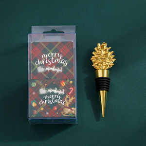 Christmas <b>Wine</b> <b>Stopper</b> Pinecone Shape Gold Plated Plastic Bottle Seal Holiday Gift Party Decoration - Product Image 1