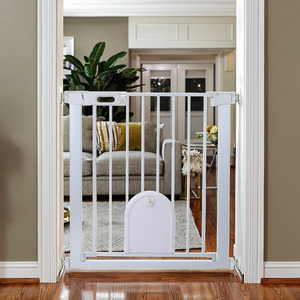 Barrière de sécurité pour bébé en plastique et fer à fermeture automatique, à fixation par pression, avec porte pour animaux domestiques, pour escaliers et couloirs, clôture de sécurité pour enfants - Product Image 3