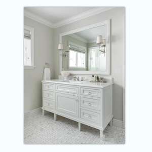 Meuble de salle de bain de style moderne, résistant à l'eau, en pierre de roche, armoire, lavabo en céramique intelligent à LED, dessus en marbre, acier LED, MDF, mélamine - Product Image 3