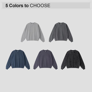 LOGO personnalisé 100% coton lavé en détresse sweat surdimensionné français éponge ras du cou sweat pour hommes - Product Image 2