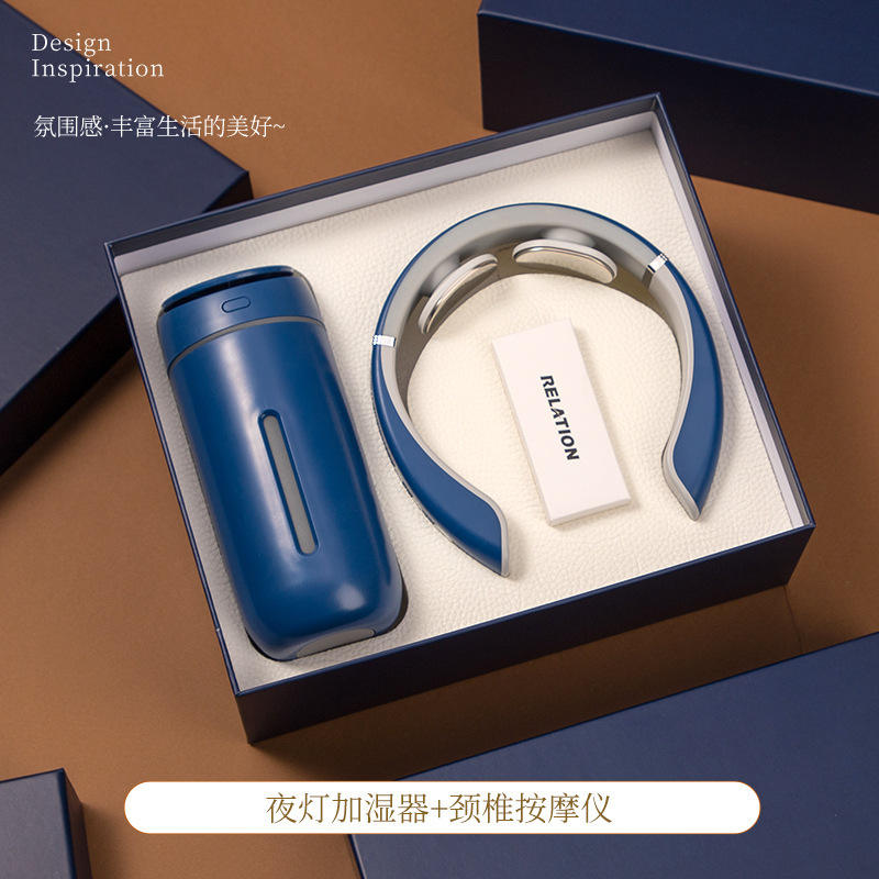 [Blue Two-Piece Set] Luminous Humidifier and Neck Massager